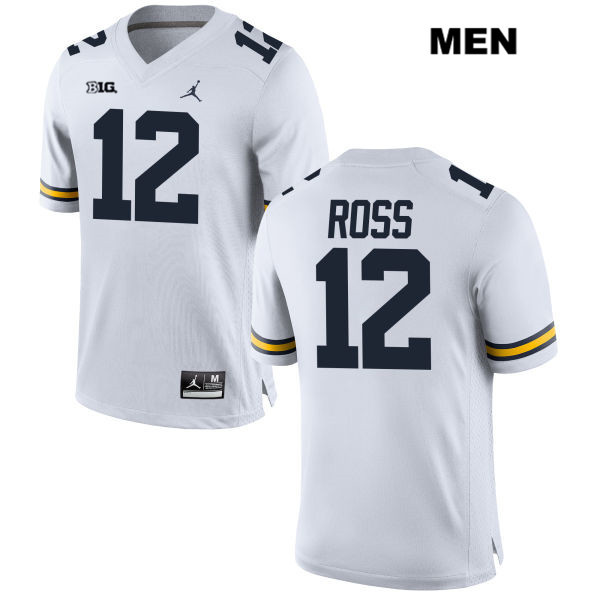 Men's NCAA Michigan Wolverines Josh Ross #12 White Jordan Brand Authentic Stitched Football College Jersey UM25I73TX